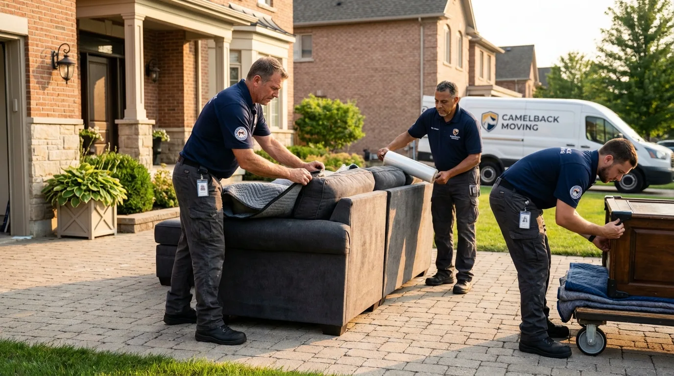 Large estate moving crew wrapping furniture in Paradis, LA